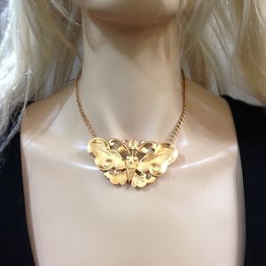 Custom Made, Heavy Gold Plated Butterfly Choker